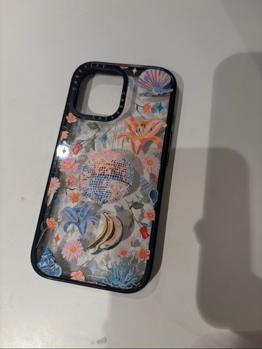 Casetify Black-Edged Floral Disco Phone Case with Pastel Accents